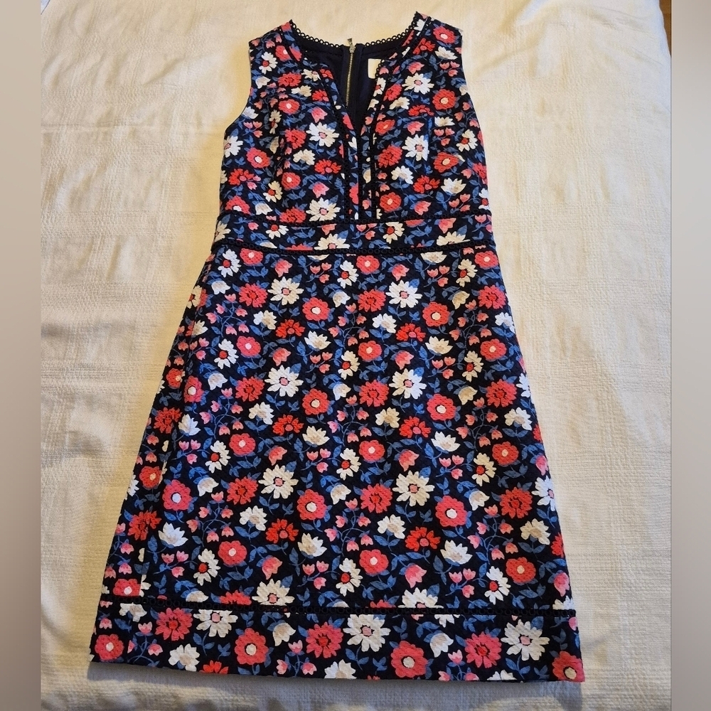 Kate Spade women's size 8 Daisy Jaquard Sheath dress, rich navy, Shore Thing EUC